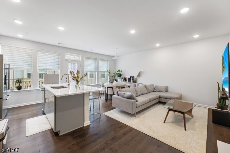 Dining room, Interior, Kitchen, Living room, Pendant Lights, Recessed Lighting, Wood Texture Flooring