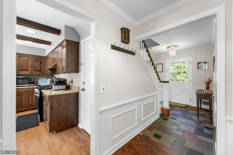 Interior, Kitchen, Recessed Lighting, Wooden Beams, Wood Texture Flooring