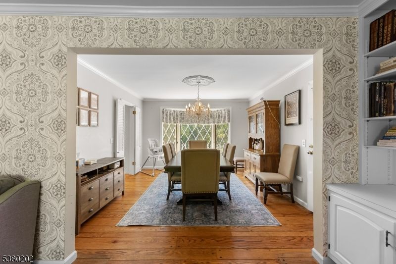 Chandelier, Dining room, Interior, Wood Texture Flooring