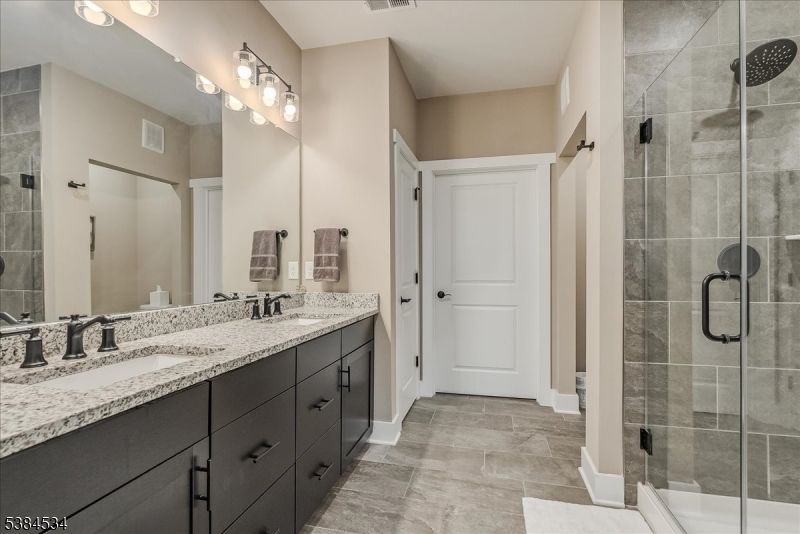 Bathroom, Dual Sink Vanities, Glass Shower, Interior