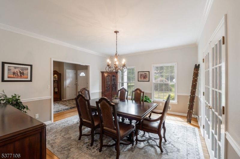 Chandelier, Dining room, Interior, Wood Texture Flooring