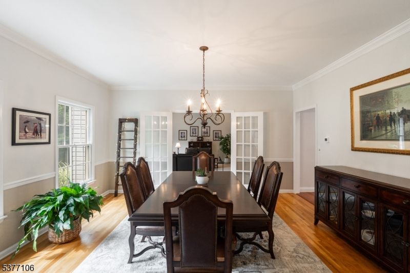 Chandelier, Dining room, Interior, Wood Texture Flooring