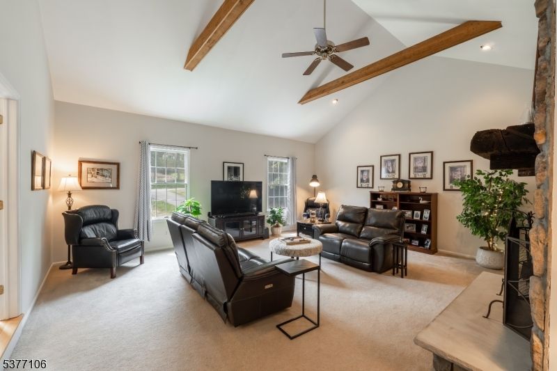 Interior, Living room, Recessed Lighting, Wooden Beams