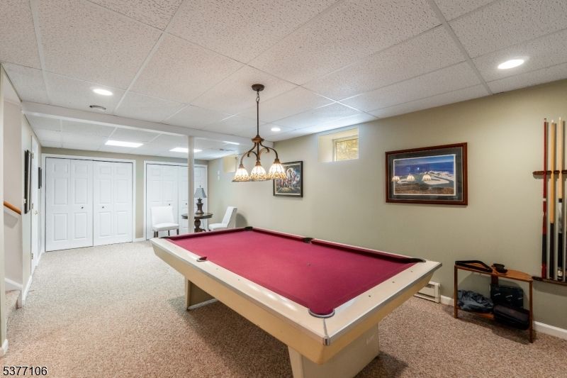 Billiard Table, Chandelier, Game Room, Interior, Recessed Lighting