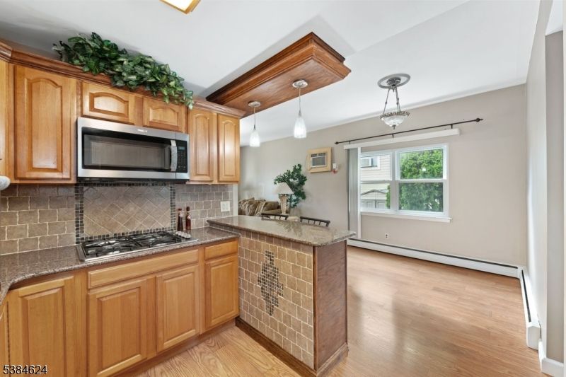 Interior, Kitchen, Pendant Lights, Stainless Steel Appliances, Wooden Ceilings, Wood Texture Flooring