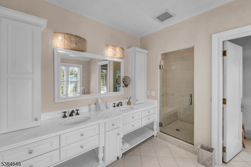 Bathroom, Dual Sink Vanities, Glass Shower, Interior