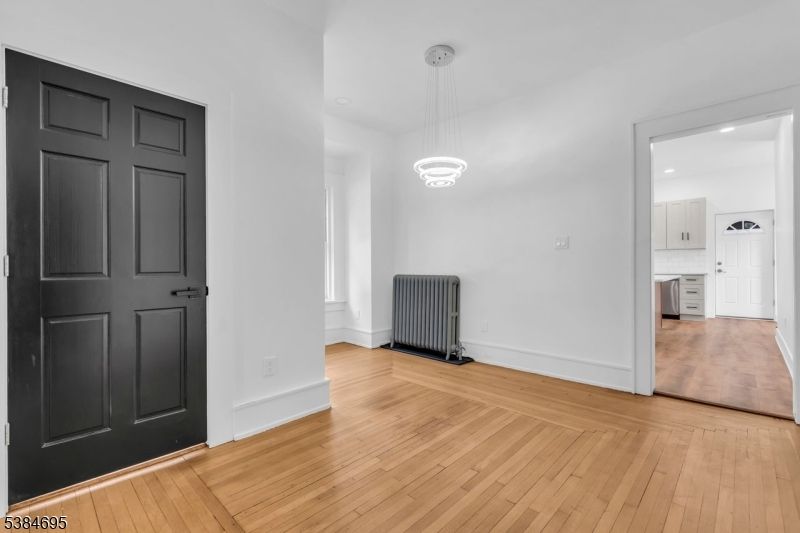 Empty room, Interior, Kitchen, Pendant Lights, Recessed Lighting, Wood Texture Flooring