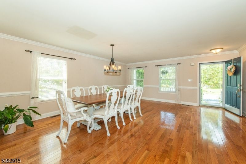 Chandelier, Dining room, Interior, Wood Texture Flooring