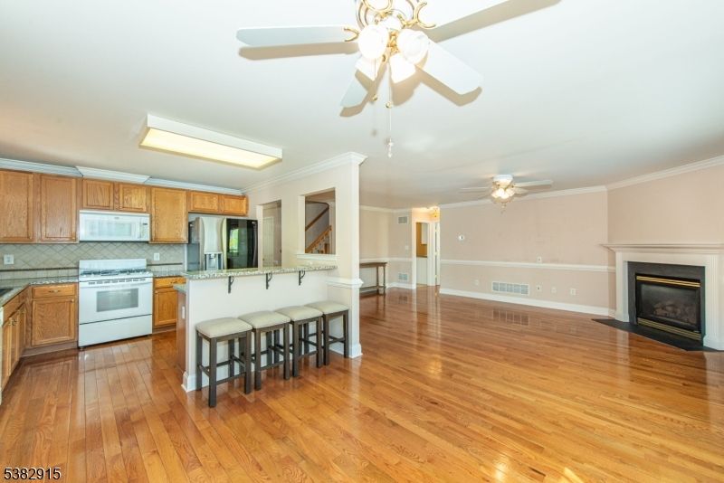 Fireplace, Interior, Kitchen, Wood Texture Flooring