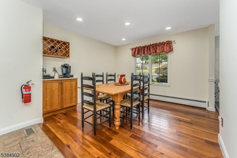 Dining room, Interior, Recessed Lighting, Wood Texture Flooring