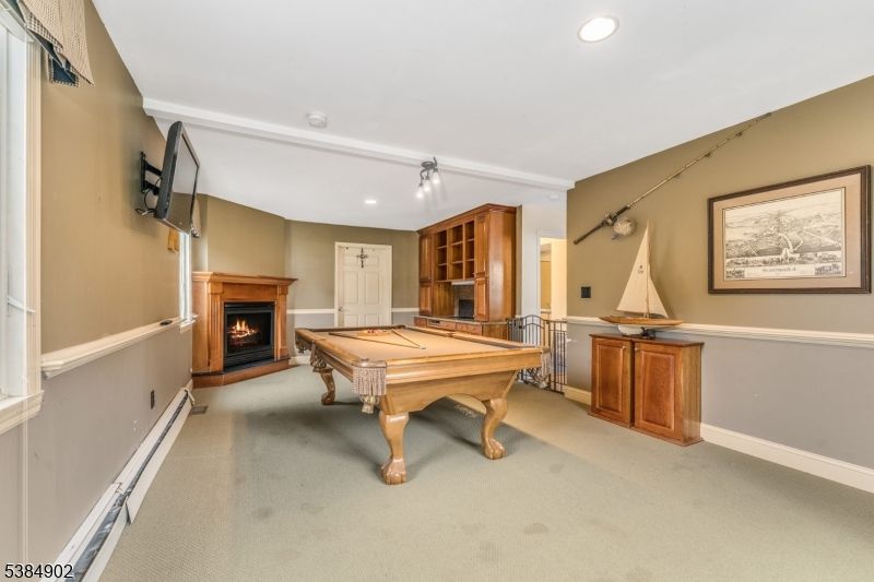 Billiard Table, Fireplace, Game Room, Interior, Recessed Lighting