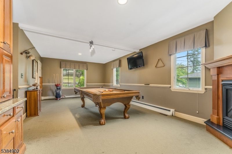 Billiard Table, Fireplace, Game Room, Interior, Recessed Lighting