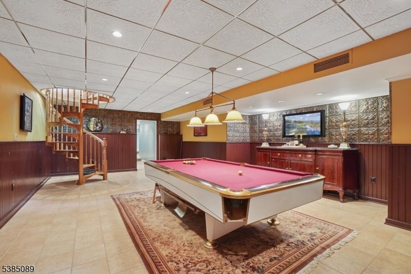 Billiard Table, Game Room, Interior, Pendant Lights, Recessed Lighting