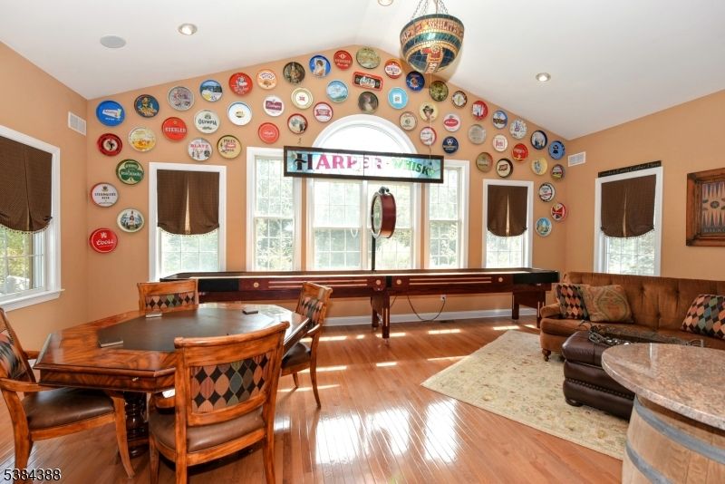 Dining room, Game Room, Interior, Recessed Lighting, Wood Texture Flooring