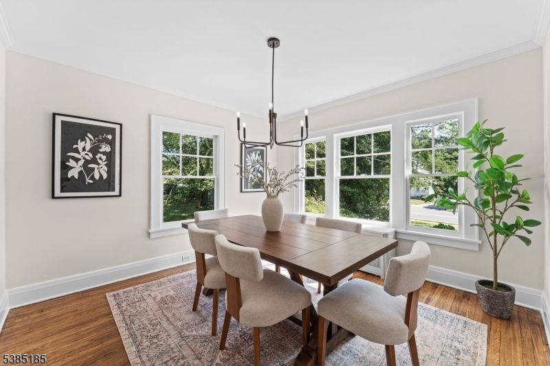 Chandelier, Dining room, Interior, Pendant Lights, Wood Texture Flooring