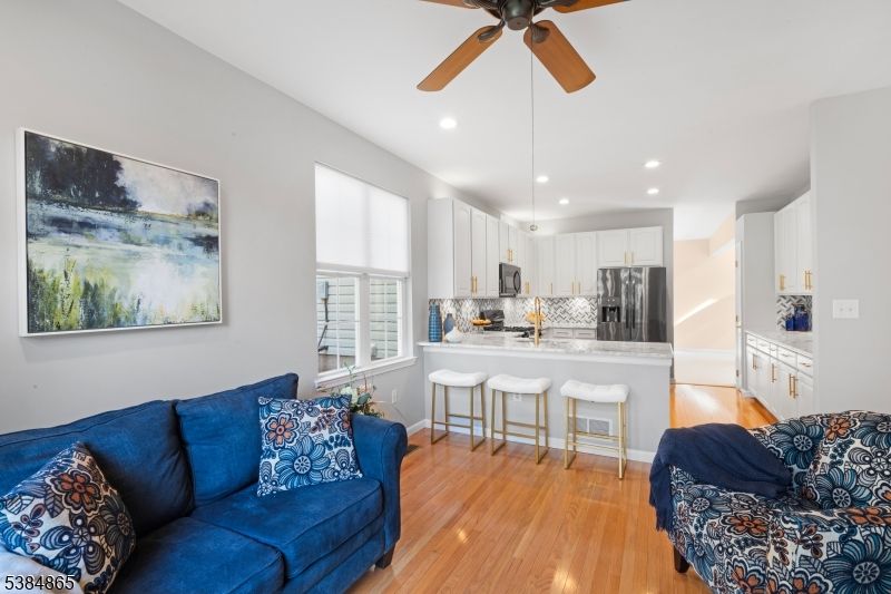 Interior, Kitchen, Living room, Recessed Lighting, Stainless Steel Appliances, Wood Texture Flooring