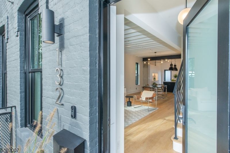 Dining room, Interior, Pendant Lights, Stone Walls, Wood Texture Flooring