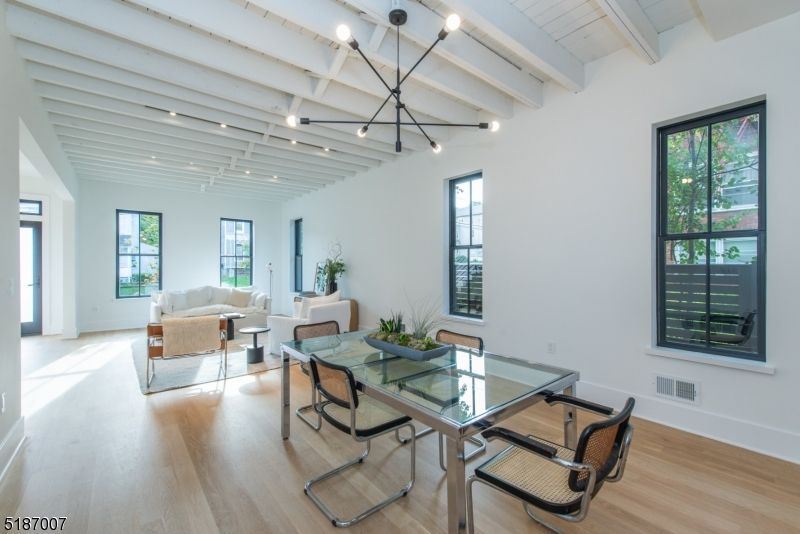 Dining room, Interior, Living room, Pendant Lights, Wood Texture Flooring