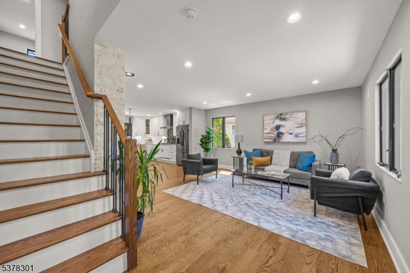 Interior, Living room, Recessed Lighting, Wood Texture Flooring