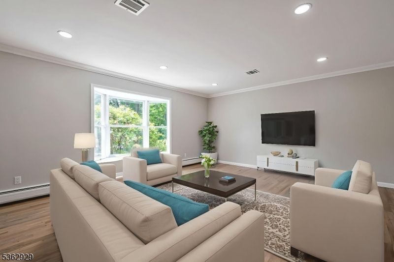 Interior, Living room, Recessed Lighting, Wood Texture Flooring