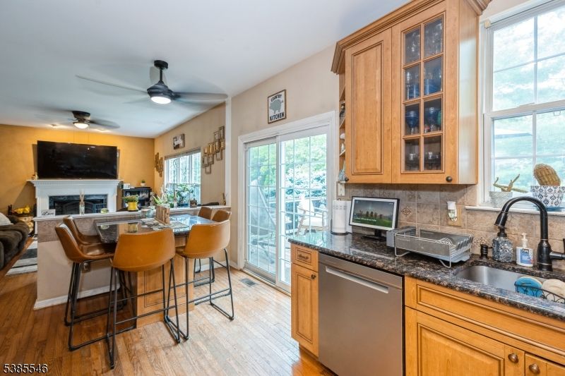 Fireplace, Interior, Kitchen, Wood Texture Flooring