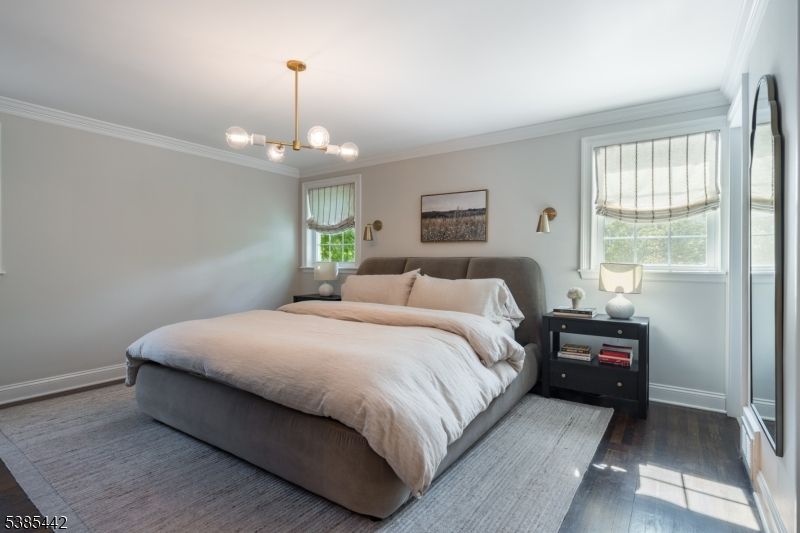 Bedroom, Interior, Pendant Lights, Wood Texture Flooring