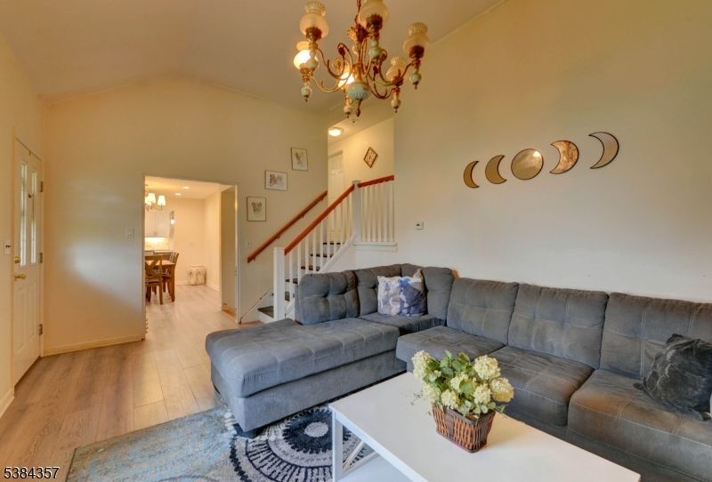 Chandelier, Interior, Living room, Recessed Lighting, Wood Texture Flooring