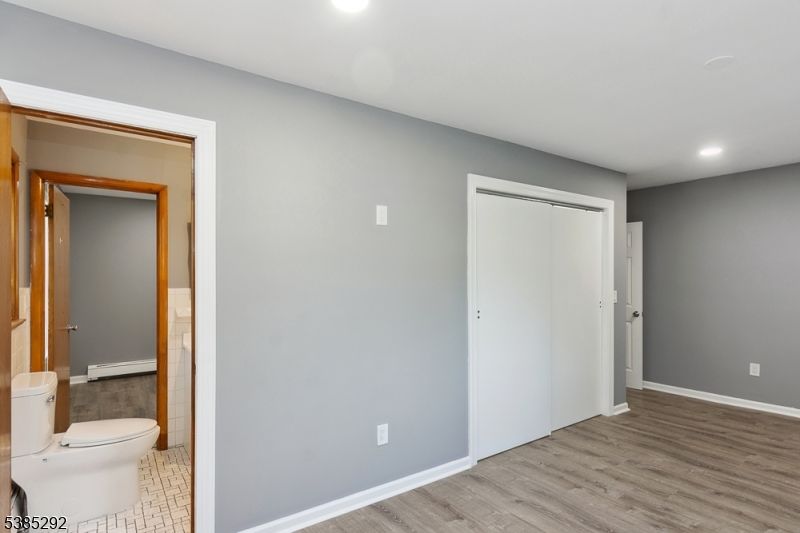 Bathroom, Empty room, Interior, Recessed Lighting, Wood Texture Flooring