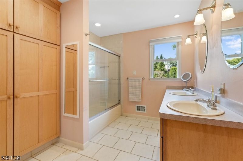 Bathroom, Dual Sink Vanities, Glass Shower, Interior, Recessed Lighting