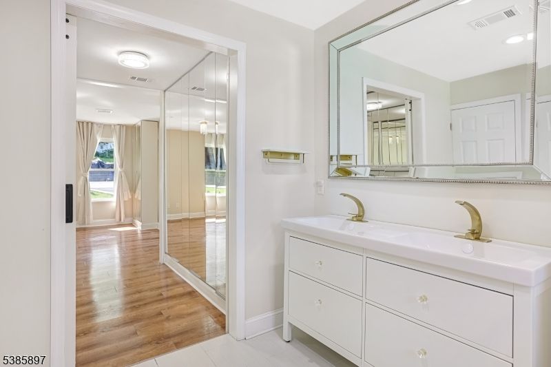Bathroom, Interior, Recessed Lighting, Wood Texture Flooring