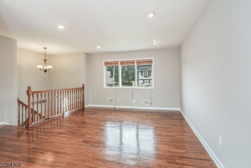 Chandelier, Empty room, Interior, Recessed Lighting, Wood Texture Flooring