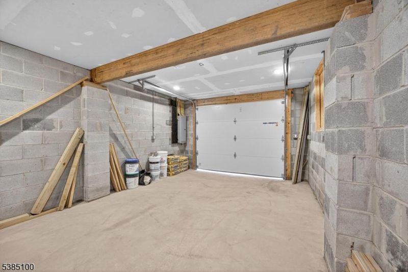 Garage, Interior, Stone Walls, Wooden Beams