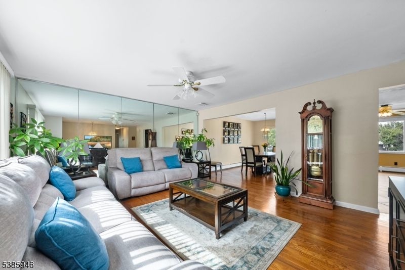 Dining room, Interior, Living room, Pendant Lights, Wood Texture Flooring