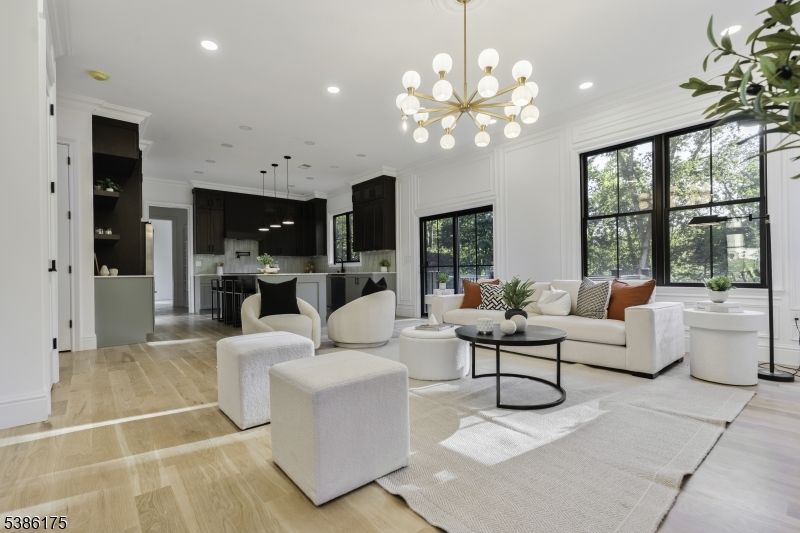 Interior, Kitchen, Living room, Pendant Lights, Recessed Lighting, Wood Texture Flooring