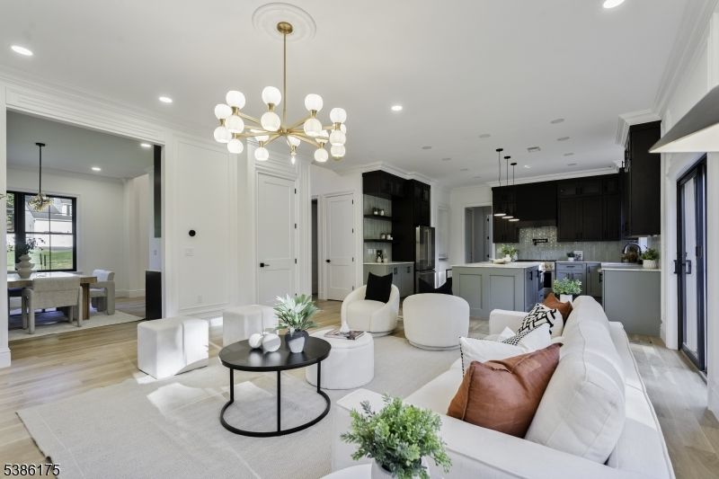 Dining room, Interior, Kitchen, Living room, Pendant Lights, Recessed Lighting, Wood Texture Flooring