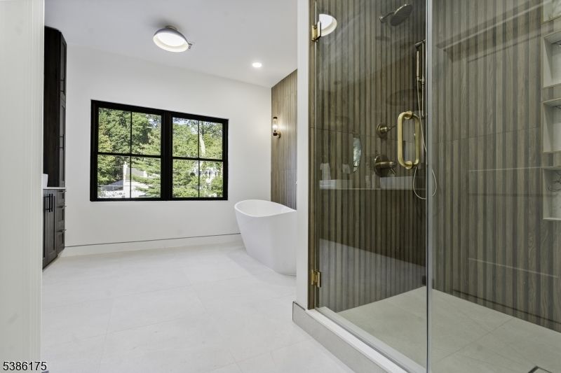 Bathroom, Free Standing Baths, Glass Shower, Interior, Recessed Lighting