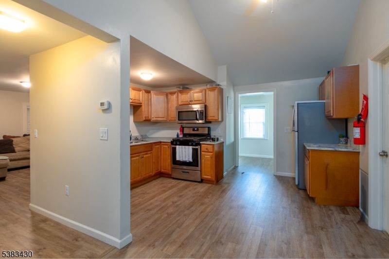 Interior, Kitchen, Stainless Steel Appliances, Wood Texture Flooring