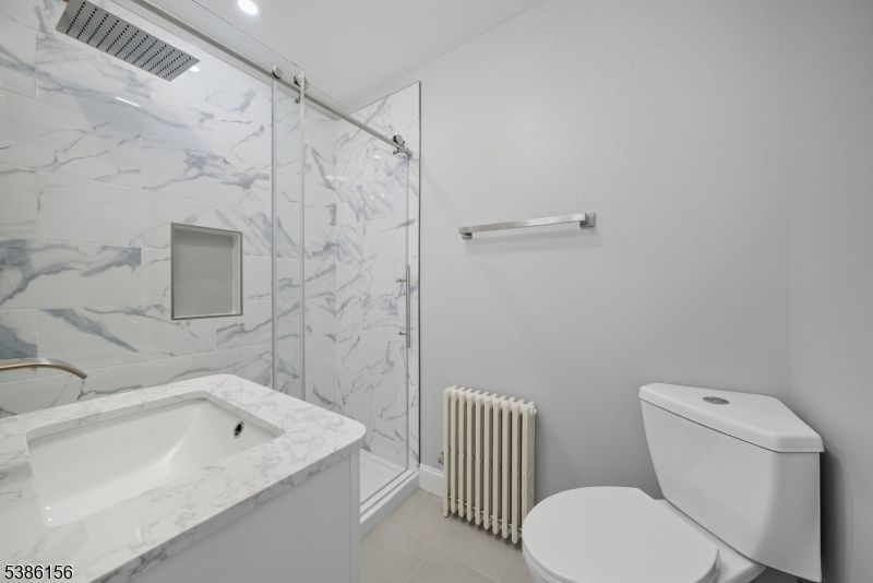 Bathroom, Glass Shower, Interior, Marble Walls, Recessed Lighting