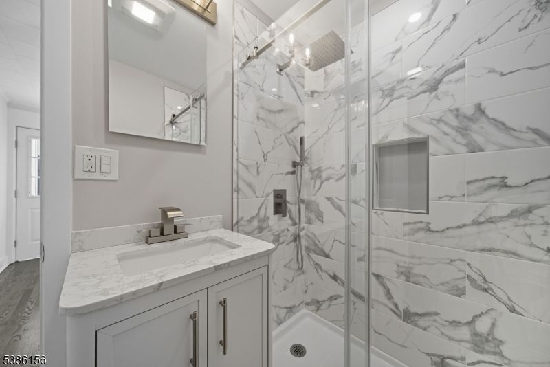 Bathroom, Glass Shower, Interior, Marble Walls