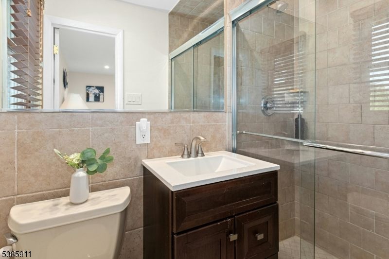 Bathroom, Glass Shower, Interior, Recessed Lighting, Stone Walls