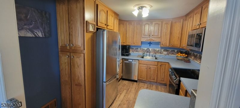 Interior, Kitchen, Stainless Steel Appliances, Wood Texture Flooring