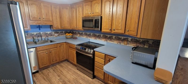 Interior, Kitchen, Stainless Steel Appliances, Wood Texture Flooring