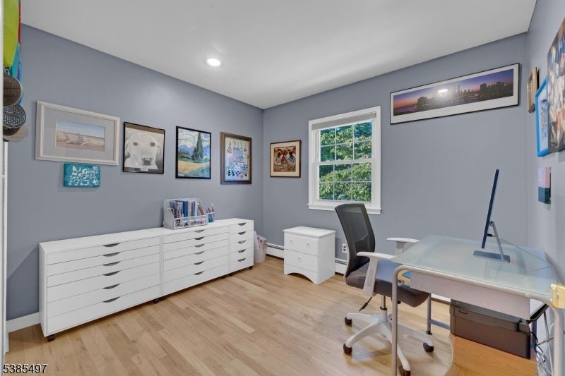 Home Office, Interior, Recessed Lighting, Wood Texture Flooring