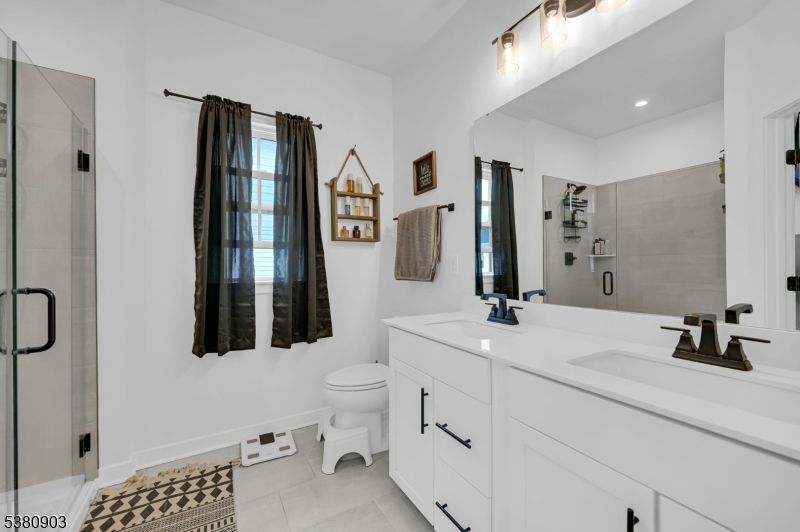 Bathroom, Dual Sink Vanities, Glass Shower, Interior, Recessed Lighting
