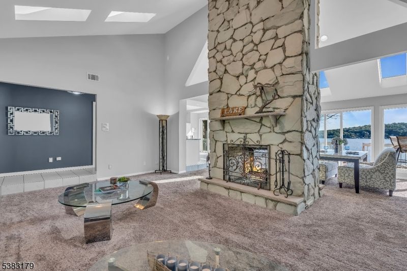 Fireplace, Interior, Living room, Stone Walls
