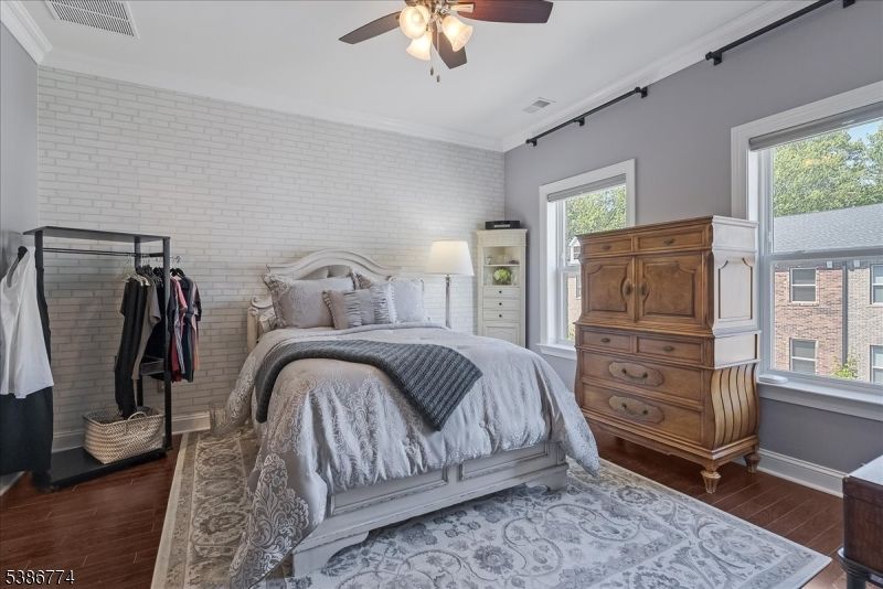 Bedroom, Interior, Stone Walls, Wood Texture Flooring