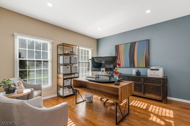 Home Office, Interior, Recessed Lighting, Wood Texture Flooring