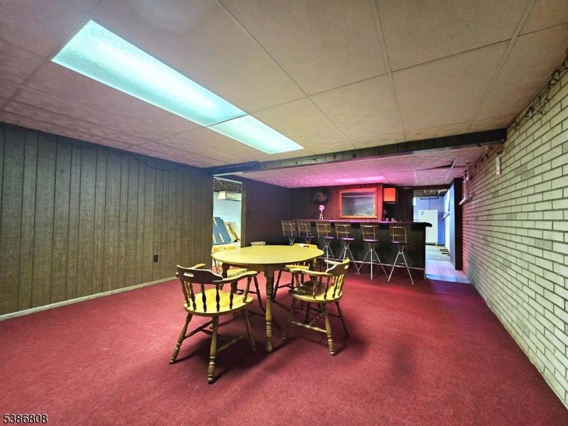 Dining room, Interior, Recessed Lighting, Stone Walls