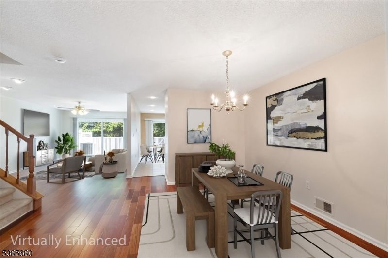 Chandelier, Dining room, Interior, Living room, Recessed Lighting, Wood Texture Flooring