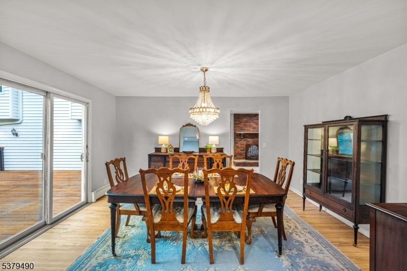 Chandelier, Dining room, Interior, Wood Texture Flooring
